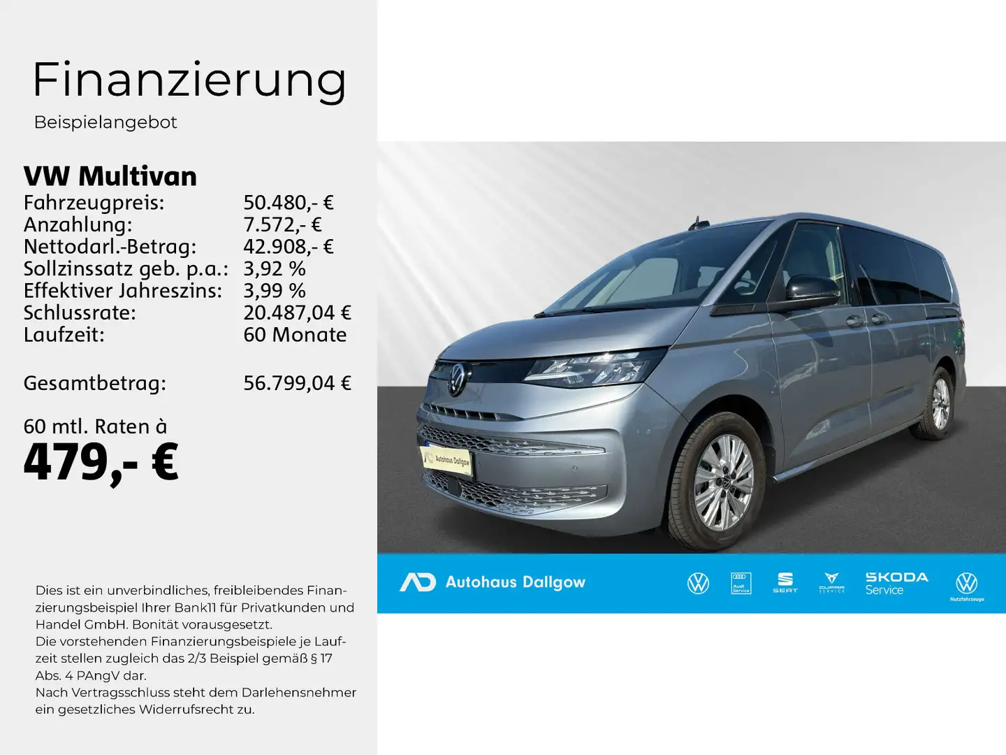 Volkswagen T7 Multivan T7 Multivan Langversion 2.0 TDI Autom.+LED+PDC++ Silber - 2