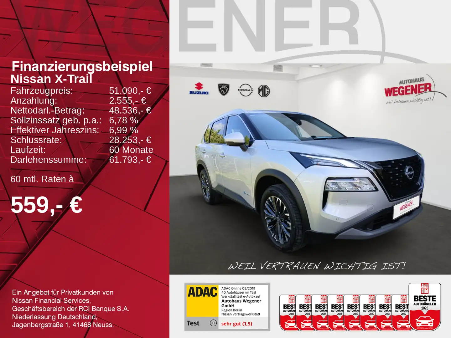 Nissan X-Trail X-TRAIL 1.5 VC-T e-4ORCE 213 PS 4x4 N-Connecta 5 Argent - 2