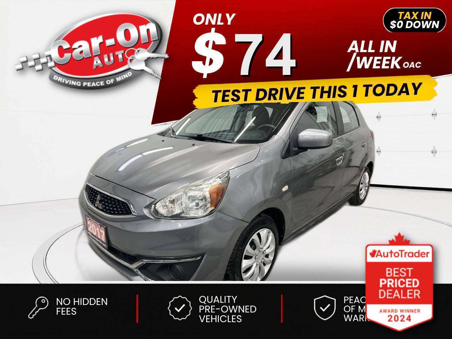 Silver 2017 Mitsubishi Mirage ES Hatchback Front-Wheel Drive Automatic