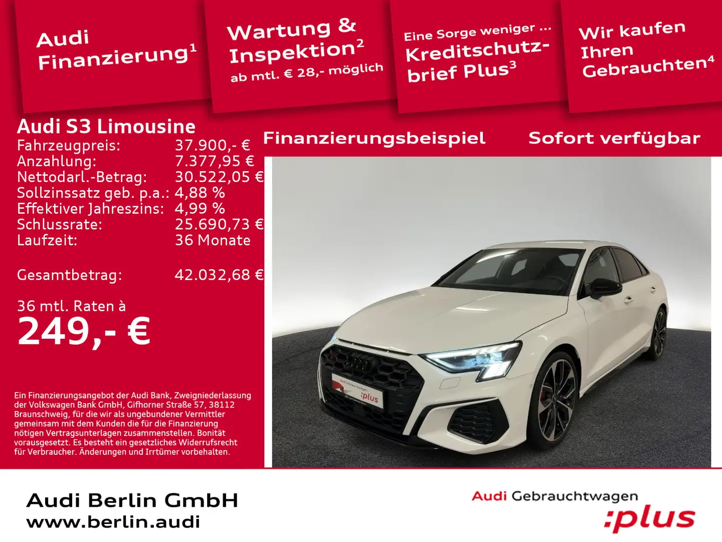 Audi S3 2.0 TFSI qu.S tr. MATRIX NAVI RFK Weiß - 1