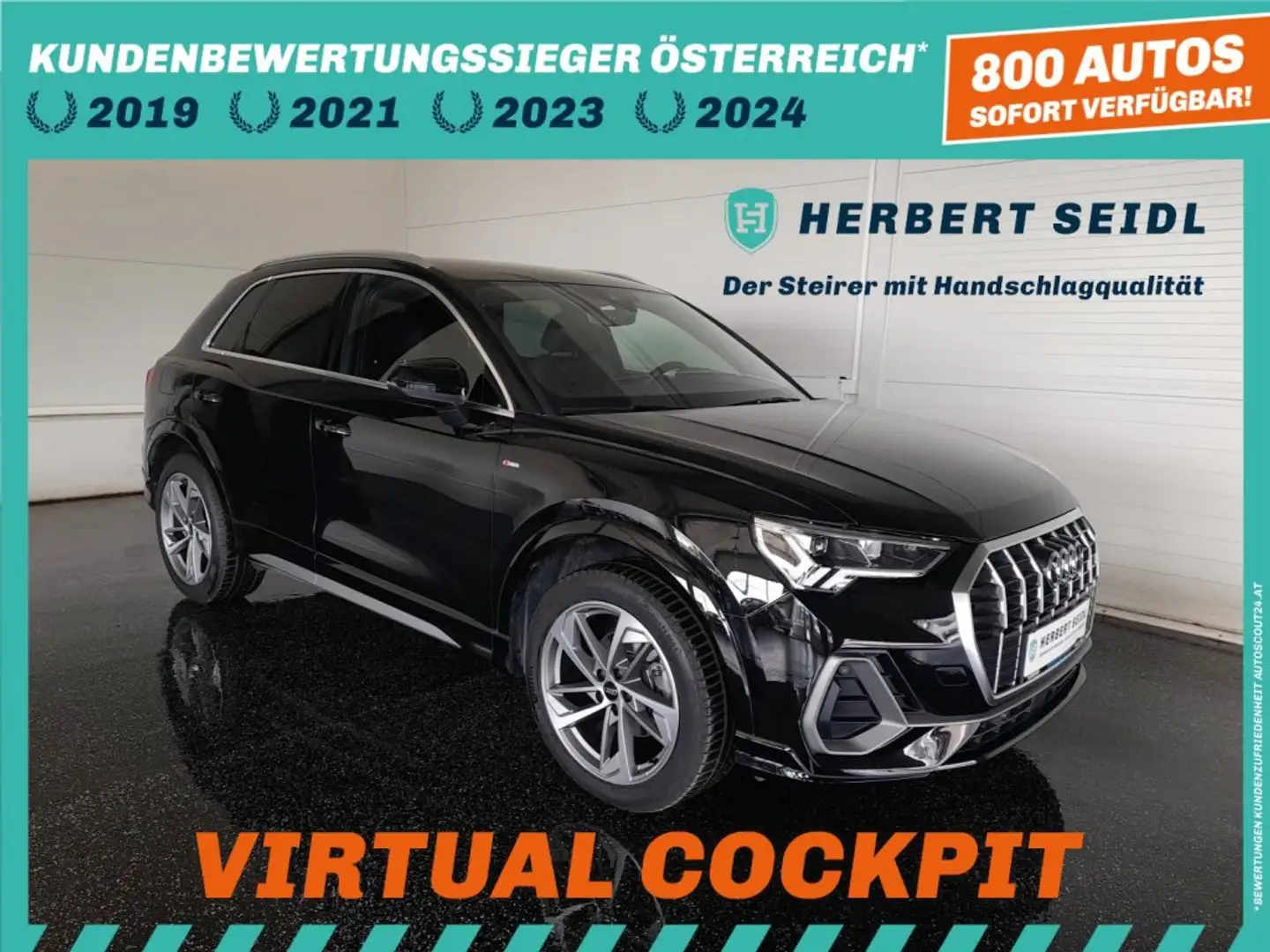 Audi Q3 35 TDI S-LINE S-tr *VOLL LED / NAVI / TEILLEDER / AHV & 360° KAMERA / VIRTUELL PLUS / SOUND SYSTEM / E-KLAPPE* Schwarz - 1