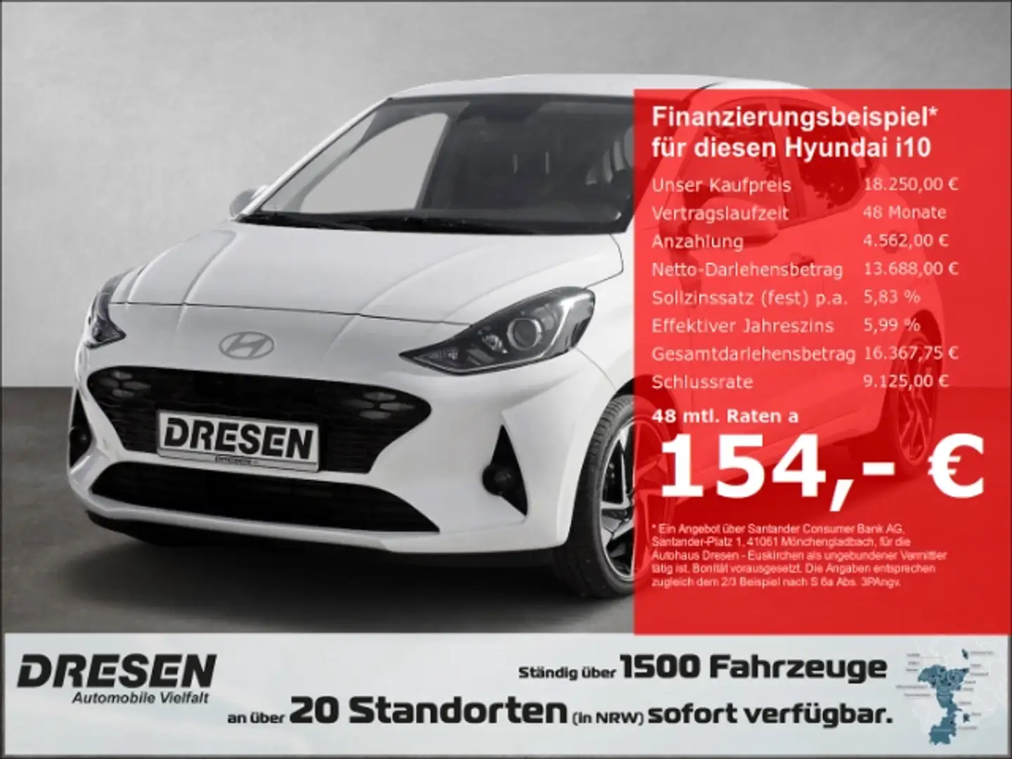 Hyundai i10 1.2 Prime/Smart-Key/Navi/Sitzheizung/Rückfahrkamer Blanc - 1