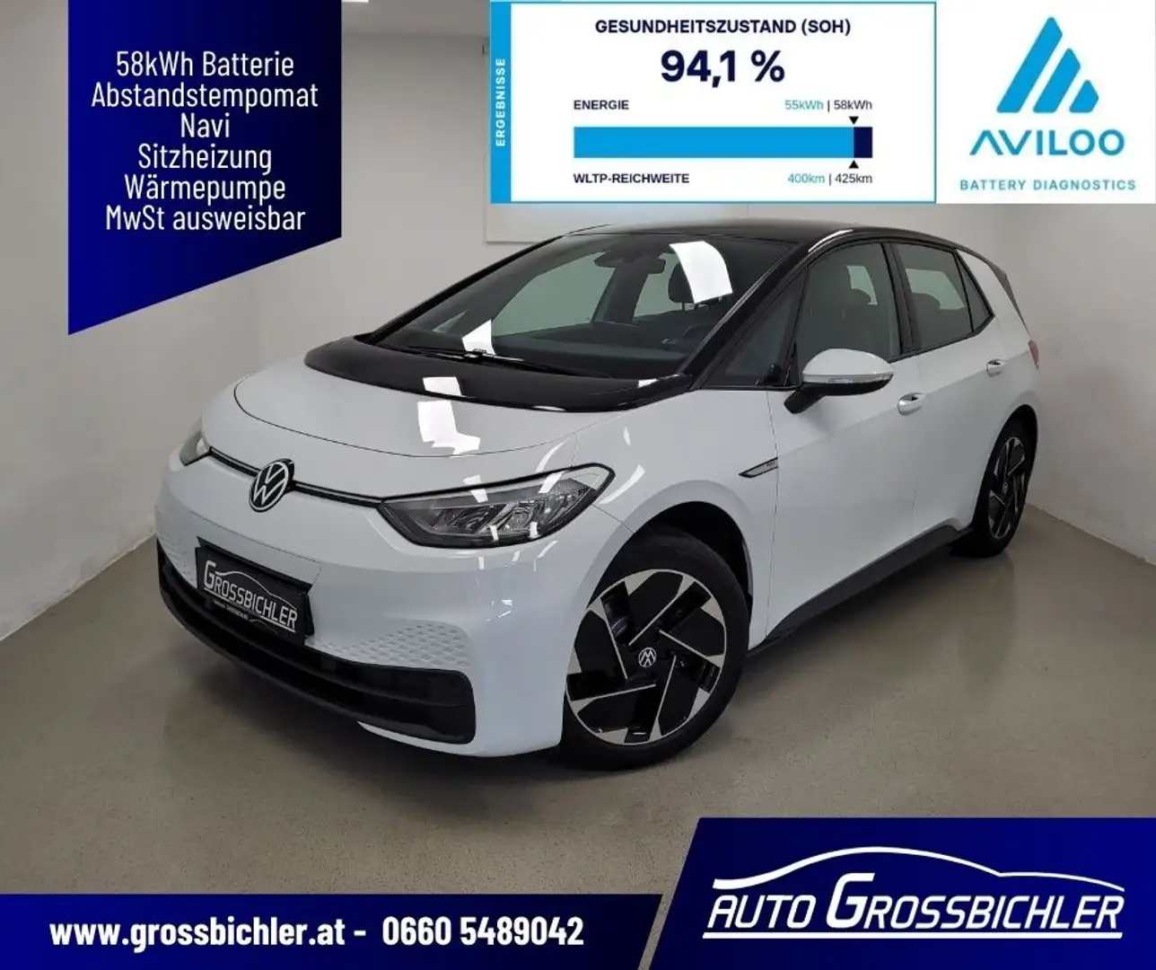 Volkswagen ID.3 ID. 3 Pro 58kWh Pro ACC, VW-Neuwagengarantie, W... Weiß - 1