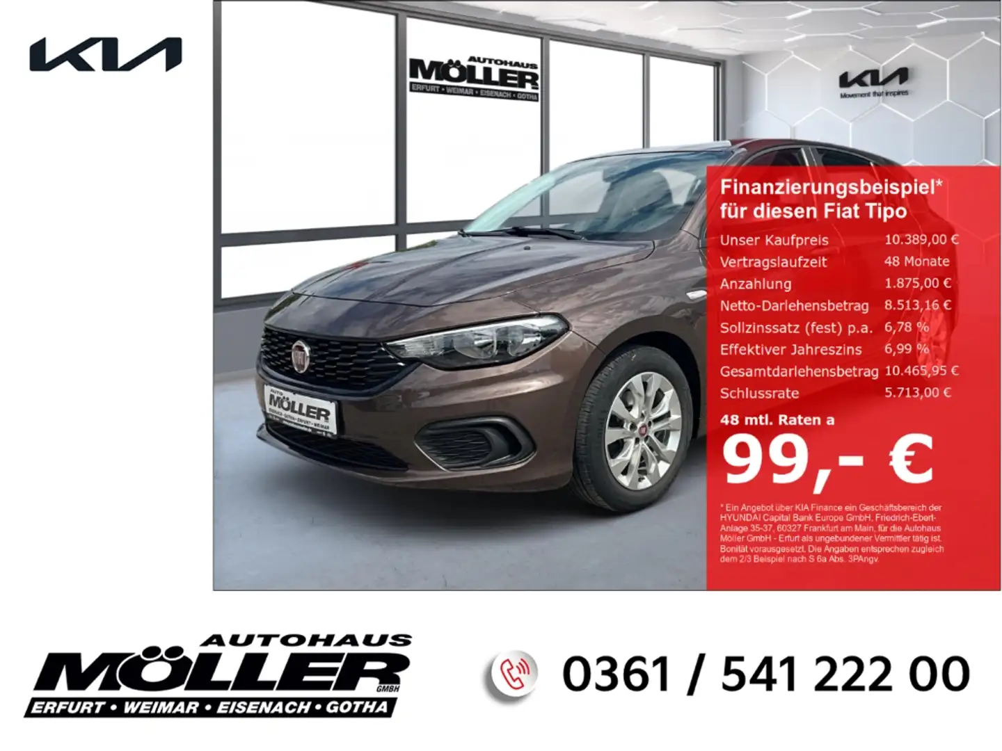 Fiat Tipo Street 1.4 16V PDC Klima SHZG Tempomat LM Bronz - 1