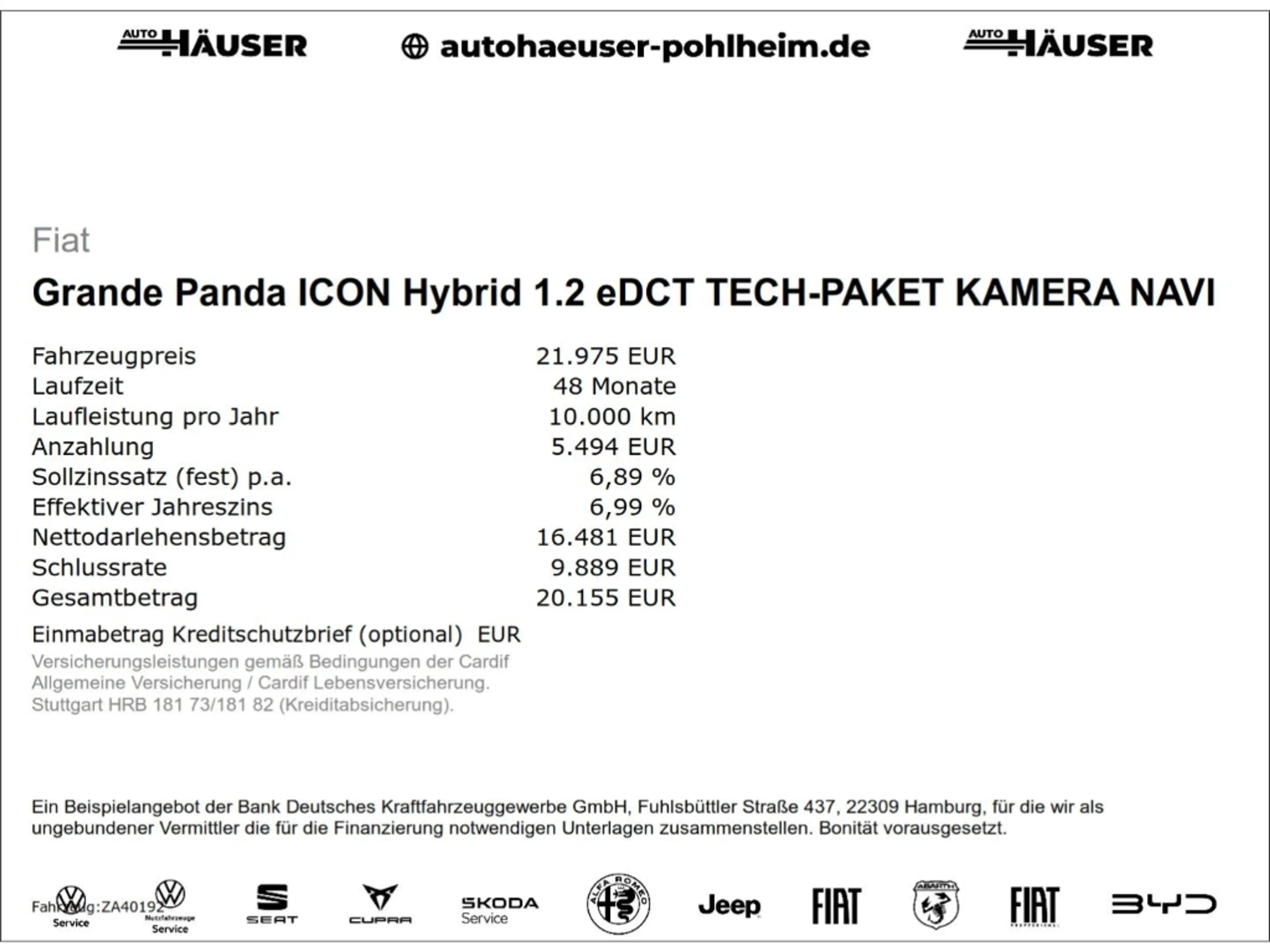 Fiat Grande Panda ICON Hybrid 1.2 eDCT TECH-PAKET KAMERA NAVI TEMPOM — photo 2