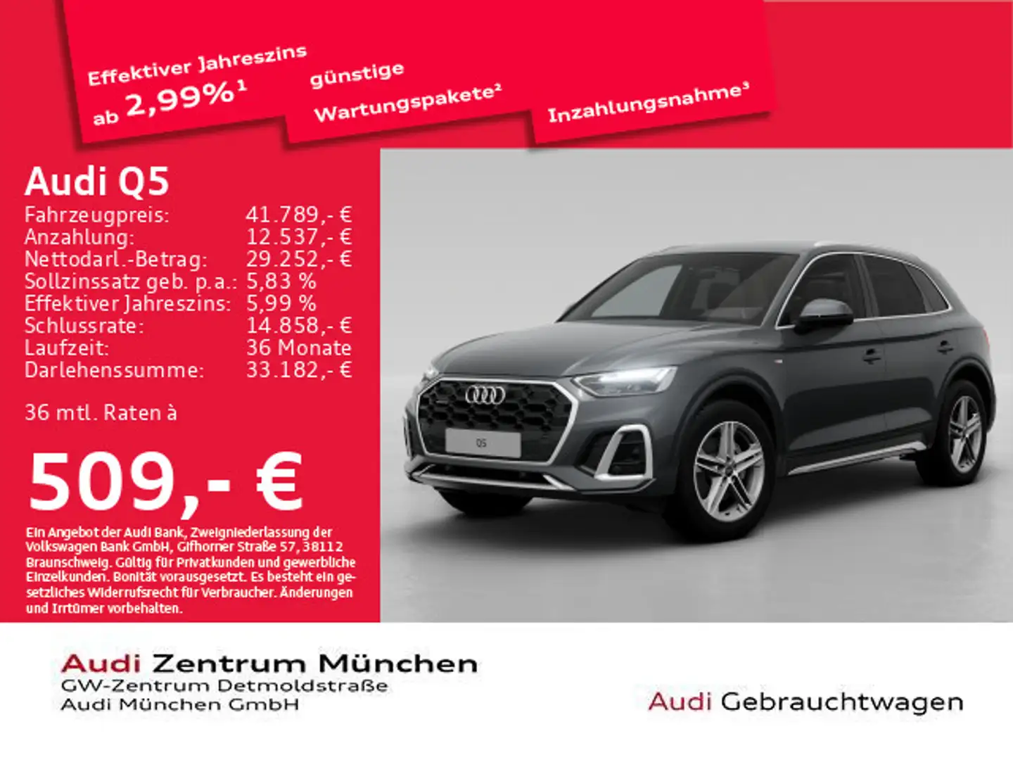 Audi Q5 40 TDI qu. S tronic S line AHK/Virtual+/Kamer Grau - 1