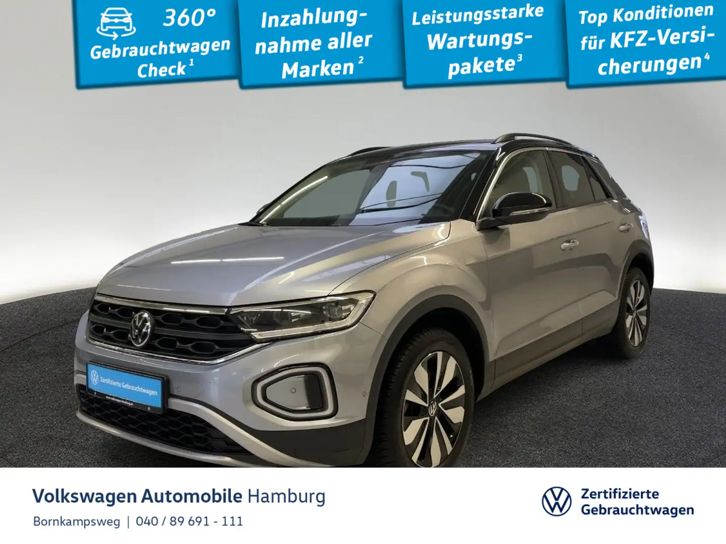 Volkswagen T-Roc 2.0 TDI Goal DSG AHK Rückfahrkamera Navi Silber - 1