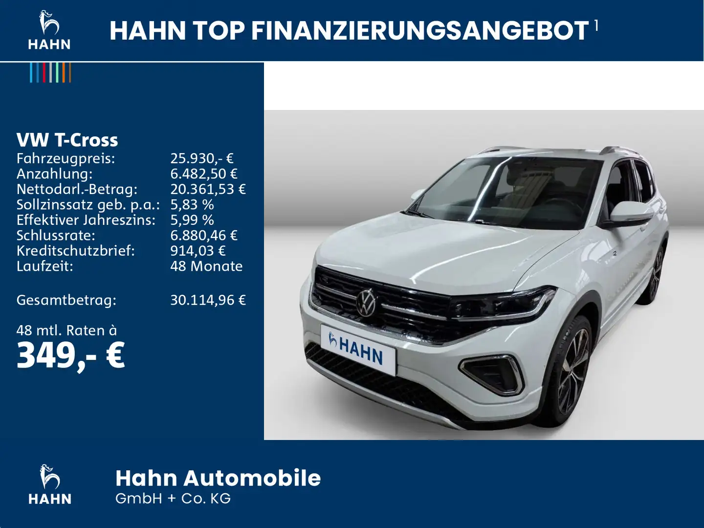 Volkswagen T-Cross 1.0TSI R-Line AHK CAM ACC IQ.Drive Keyle Weiß - 2