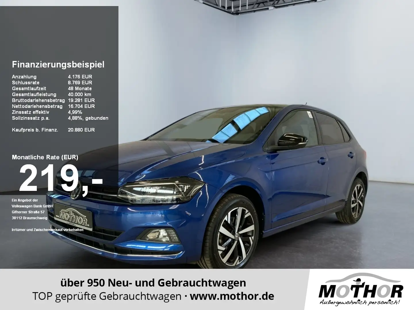Volkswagen Polo Highline VI 1.0 TSI DSG LED KeyLess ACC Blau - 1