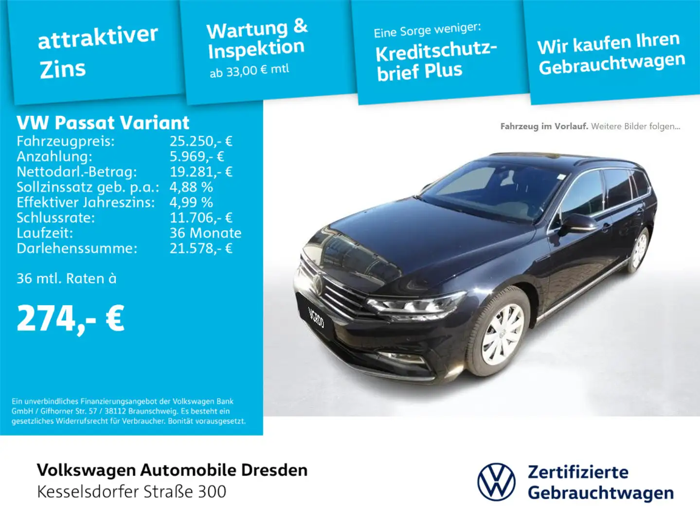 Volkswagen Passat Variant 2.0 TDI DSG Business Schwarz - 1