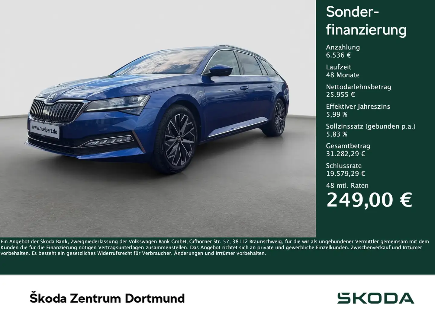Skoda Superb Combi 2.0 L&K LEDER PANO CAM ACC LM18 NAVI Blau - 1