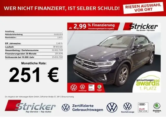 Volkswagen T-Roc Cabriolet R Line 1.5TSI DSG 251, ohne Anzahlung N