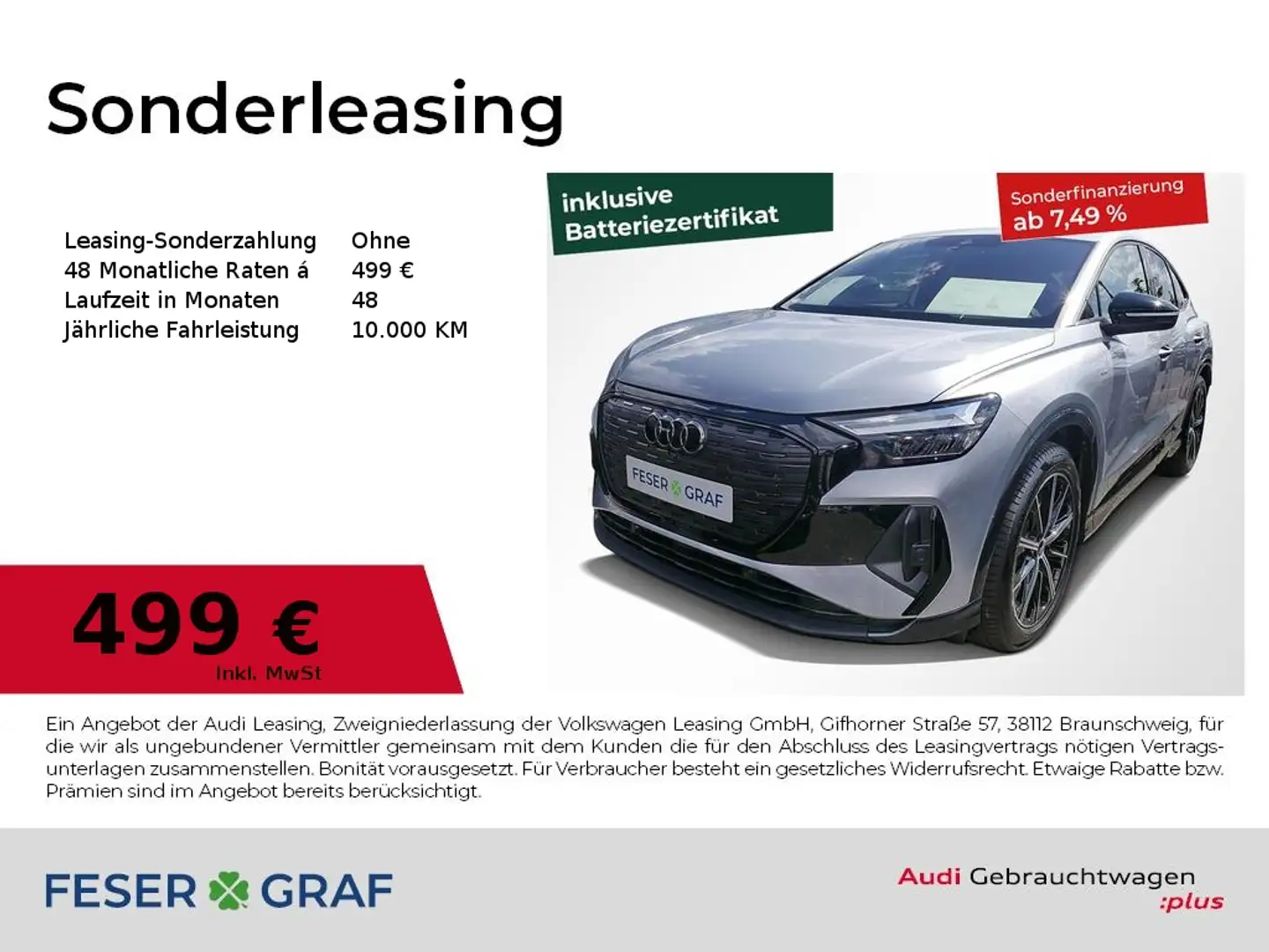 Audi Q4 e-tron Sportback 40 S-Line Navi Dynamik Silber - 1