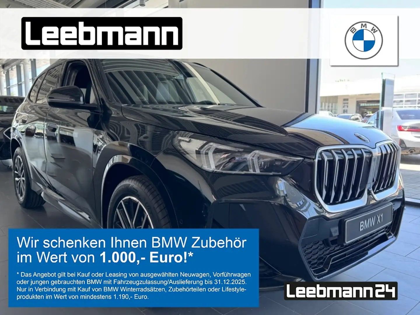 BMW X1 sDrive20d M-Sportpaket AHK/HUD/Massage/ACC/Qi Schwarz - 1
