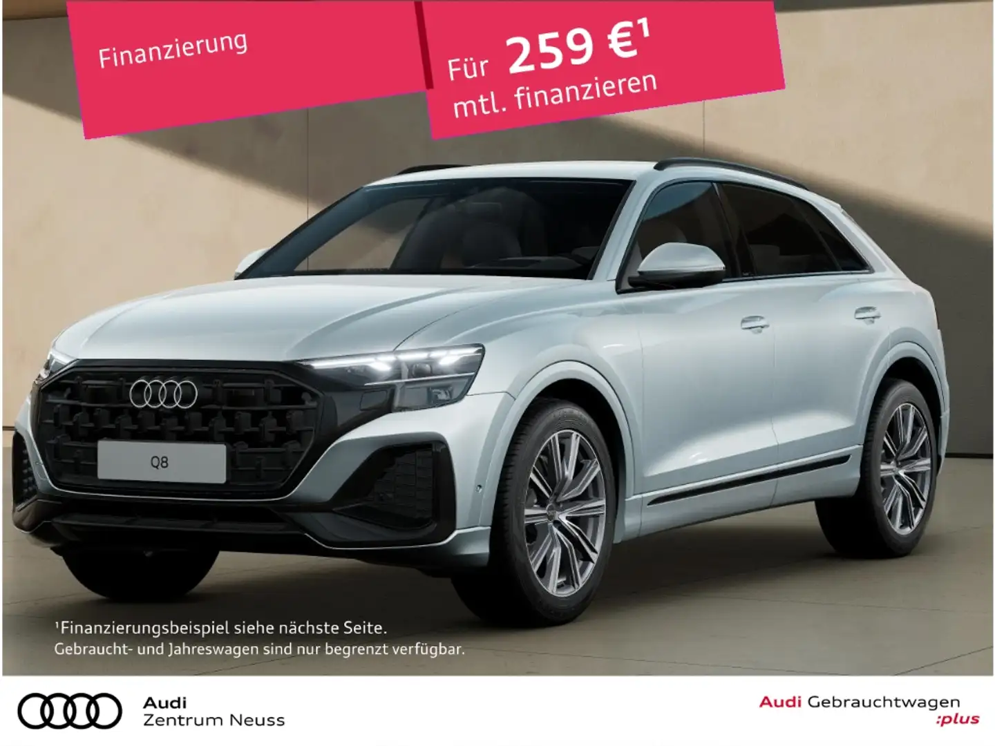 Audi Q8 SUV 45 TDI quattro 21 AHK Anschlussgarantie 3 Jahr srebrna - 1