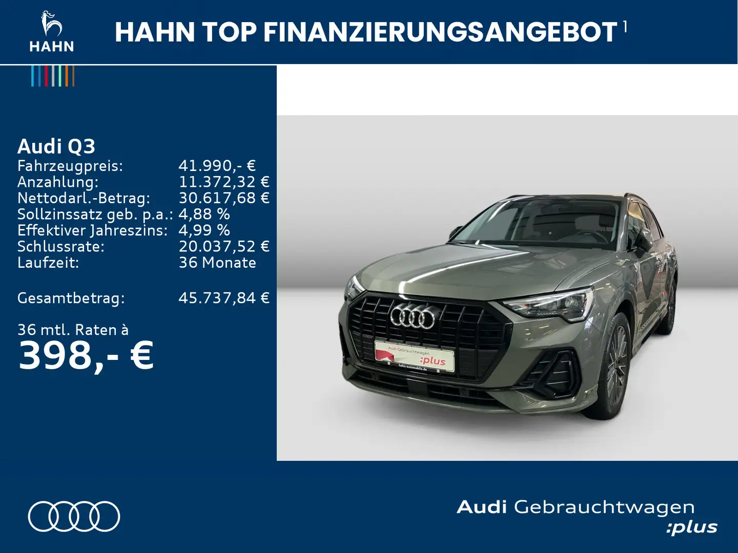 Audi Q3 45 TFSIe S line AHK Virtual Navi Einparkh LED Grau - 2
