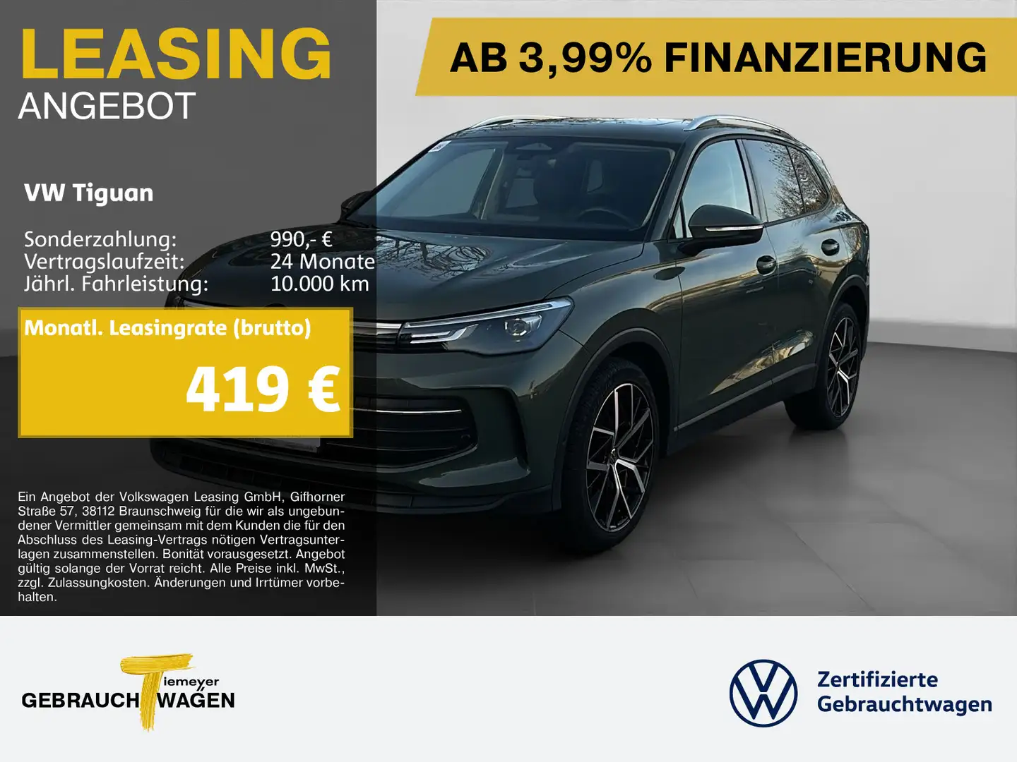 Volkswagen Tiguan 1.5 eTSI DSG LIFE LM20 PANO AHK KAMERA Grün - 1