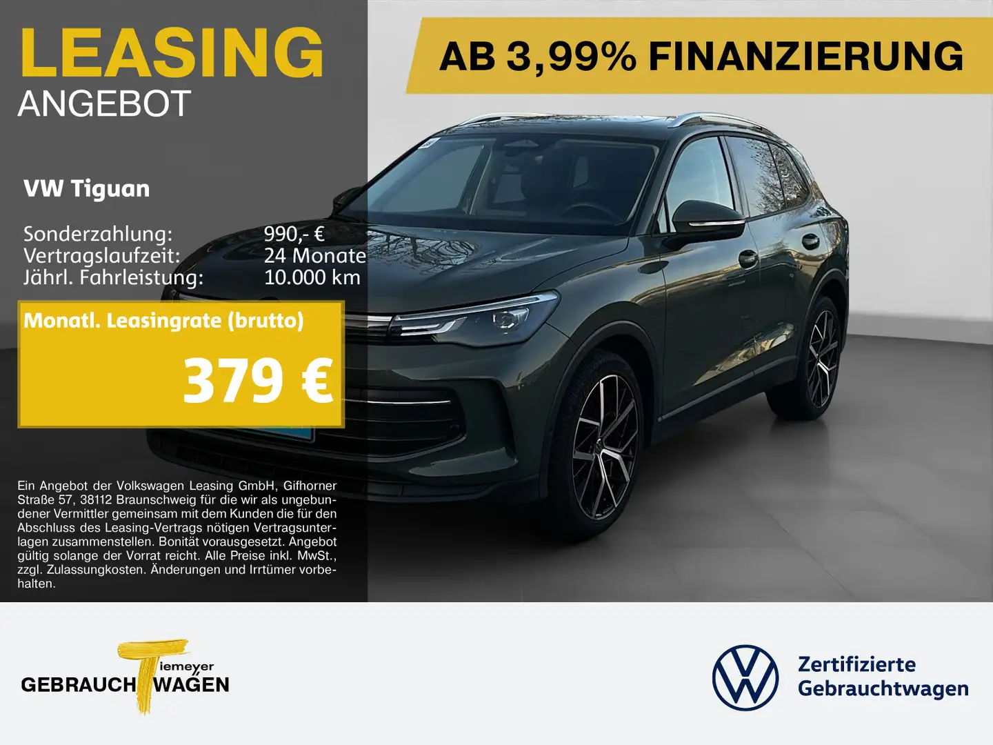 Volkswagen Tiguan 1.5 eTSI DSG LIFE LM20 PANO AHK KAMERA Grün - 1
