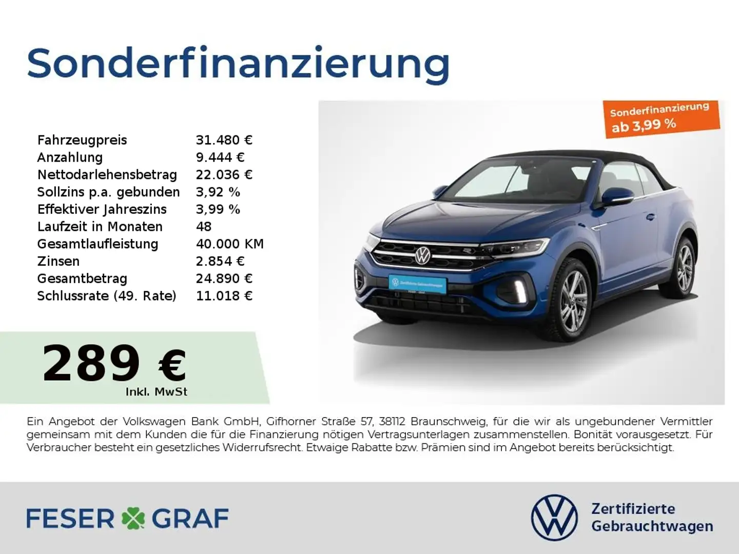 Volkswagen T-Roc 1.5 TSI R-Line DSG AHK IQ.DRIVE-Paket Blau - 1