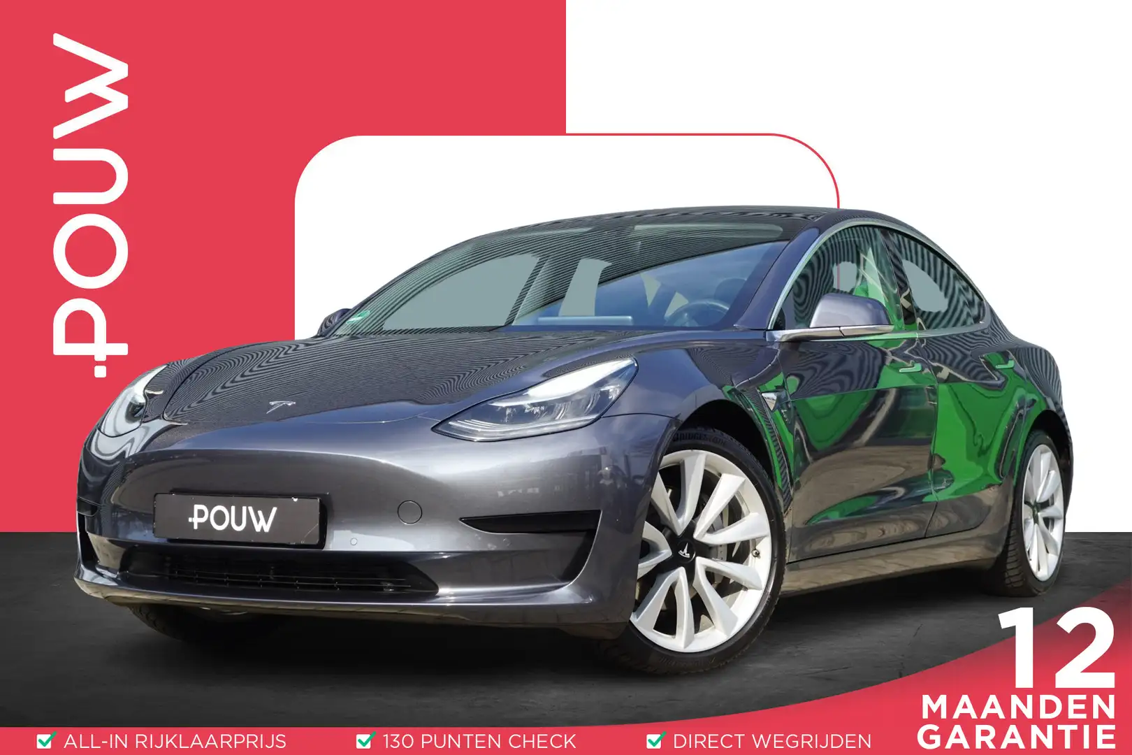 Tesla Model 3 238pk Standard RWD Plus 60 kWh | SoH 84% | Leer | Grijs - 1