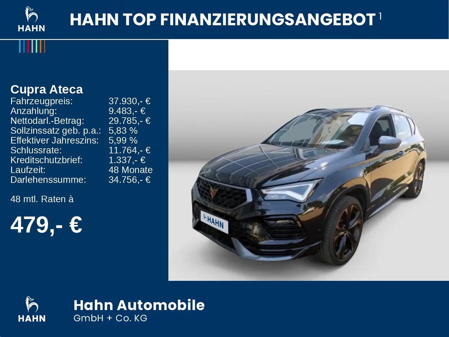 CUPRA Ateca 2.0 TSI 4Drive  DSG Pano AHK Navi CAM LED Schwarz - 2