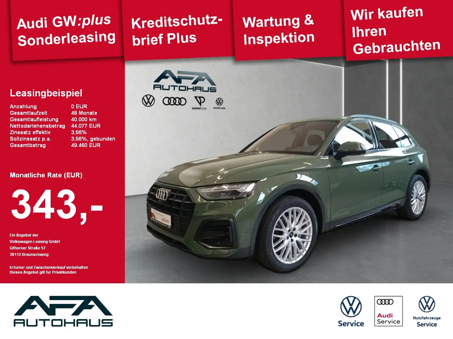Audi Q5 35 TDI Adv. S tronic S-Line*AHK*Matrix*Opt.Sch. Grün - 1