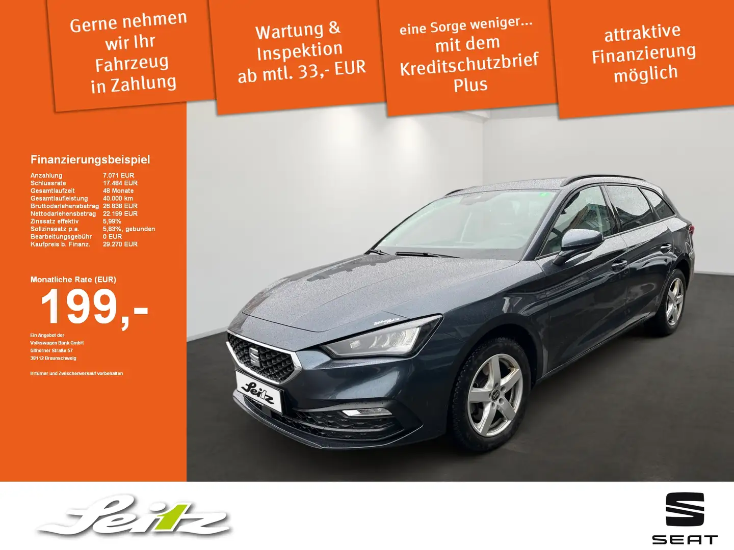 SEAT Leon Sportstourer 2.0 TDI Style *APPCON*LED*WINTERPAKET Grau - 1
