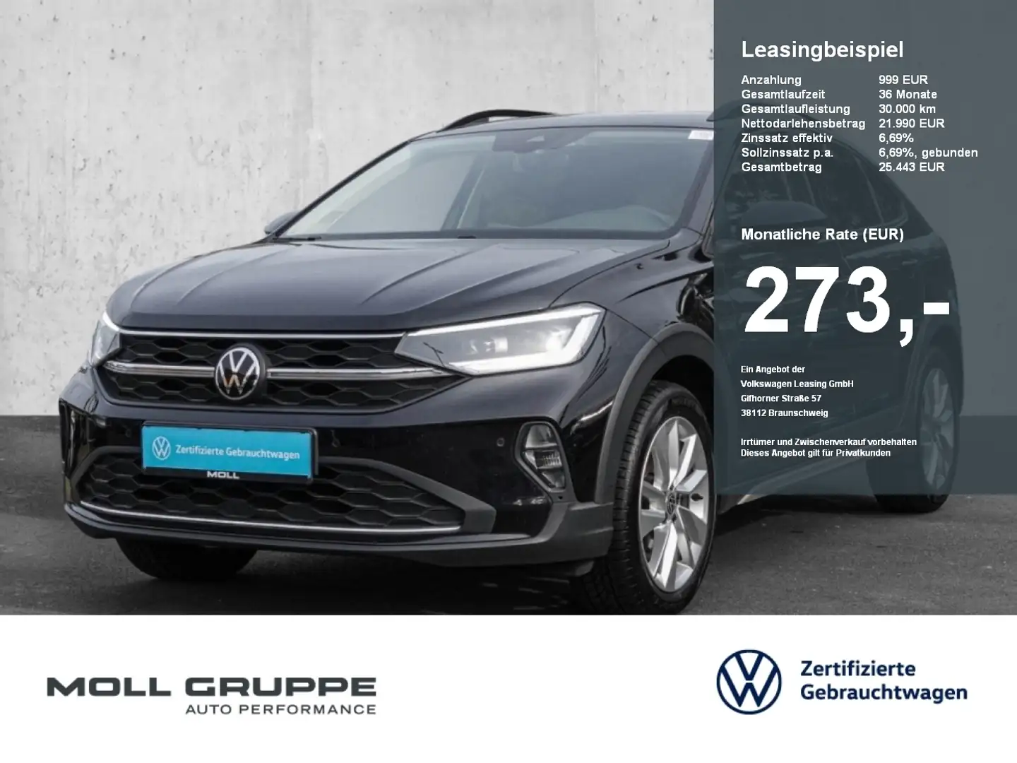 Volkswagen Taigo 1.0 TSI DSG Life AHK NAVI LED LM ACC PDC Zwart - 1