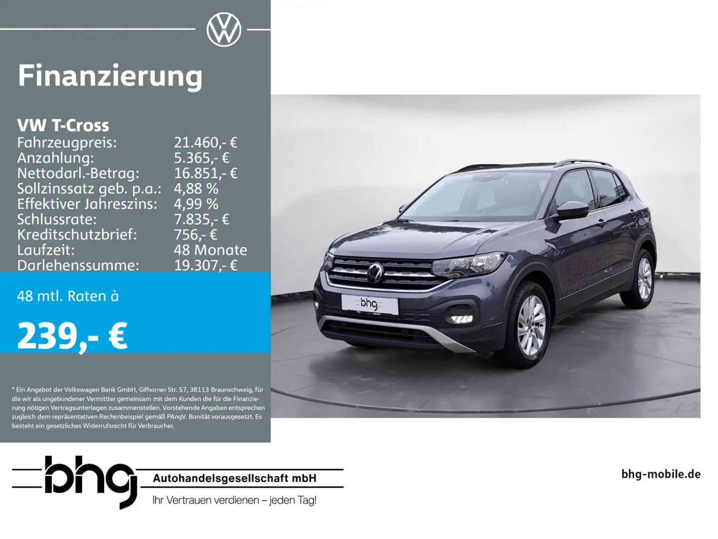 Volkswagen T-Cross 1.0 TSI OPF Life Grau - 1