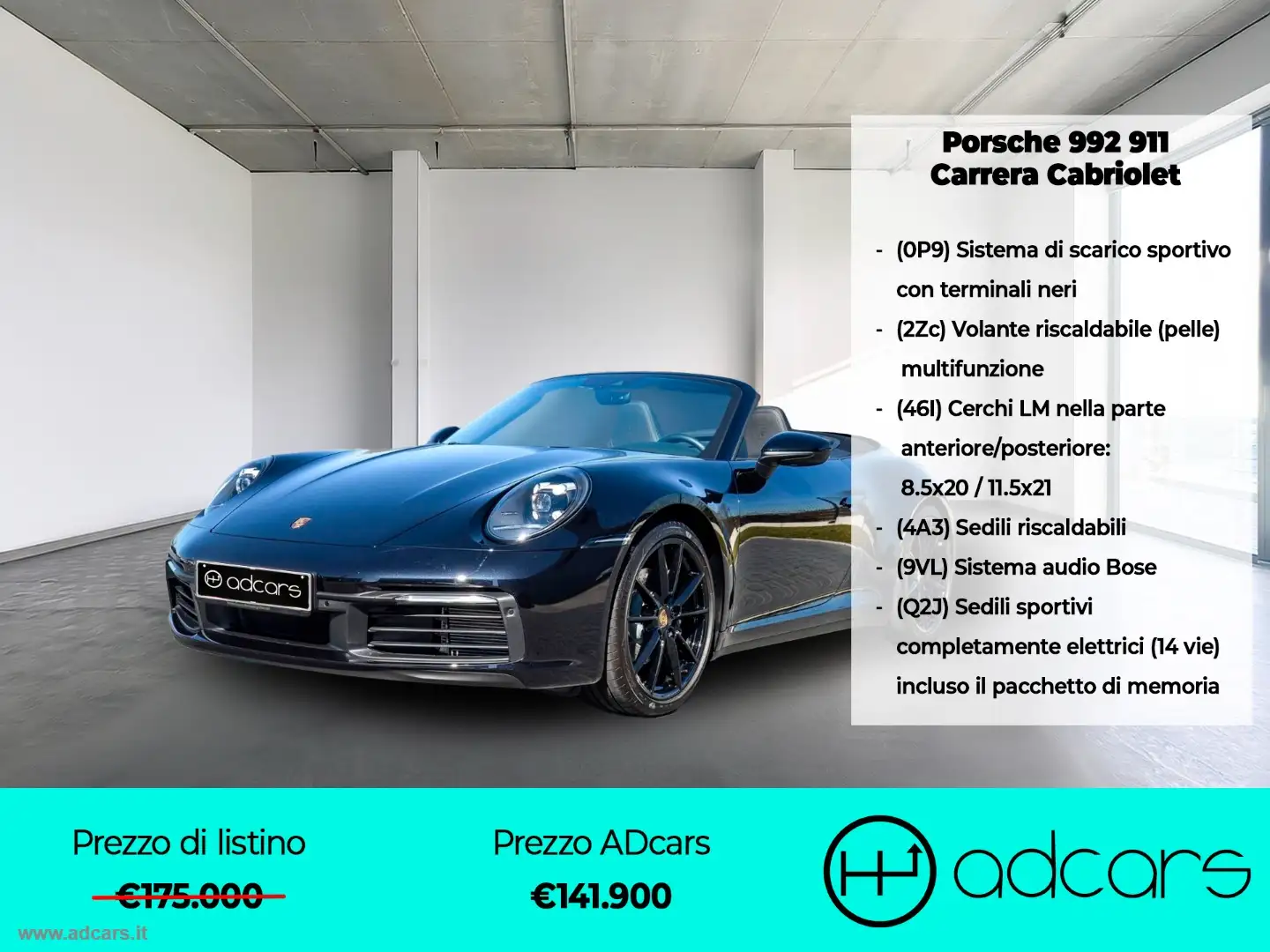 Porsche 911 Carrera Cabriolet BOSE + SEDILI/VOLANTE RISCALDABI Negro - 1