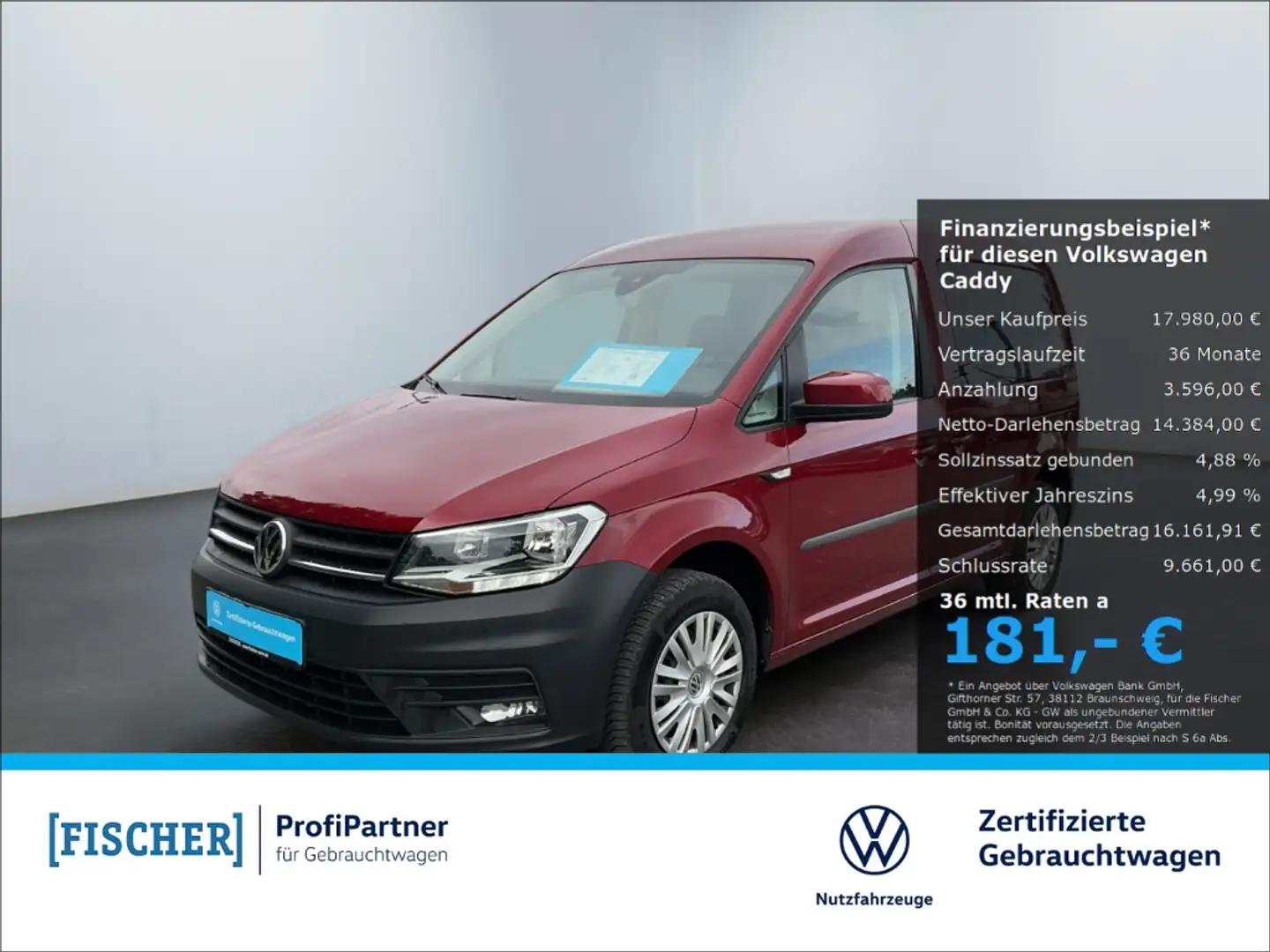 Volkswagen Caddy 2.0TDI DSG Trendline AHK STHZ Navi SHZ Rear View A Rouge - 1