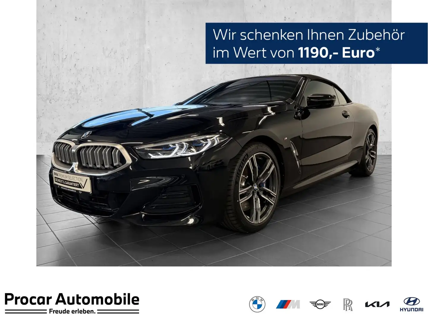 BMW 840 d xDrive Cabrio M Sport HUD ACC 360°KAM RFK NAVI L Schwarz - 1