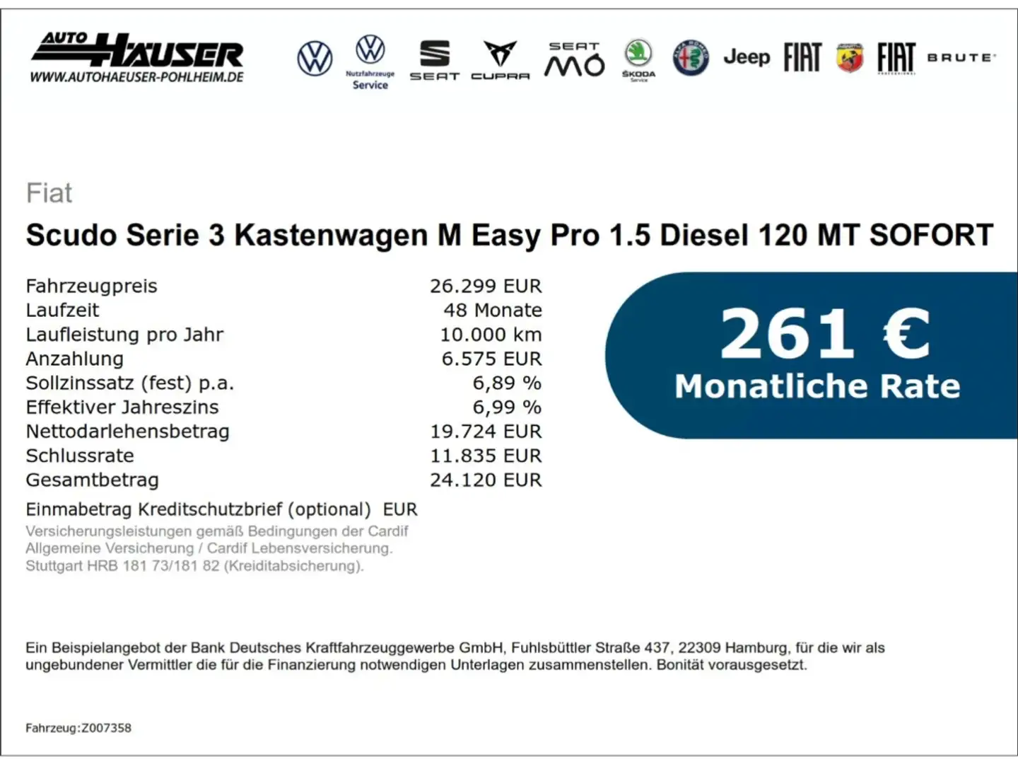 Fiat Scudo Serie 3 Kastenwagen M Easy Pro 1.5 Diesel 120 MT S Blanco - 2