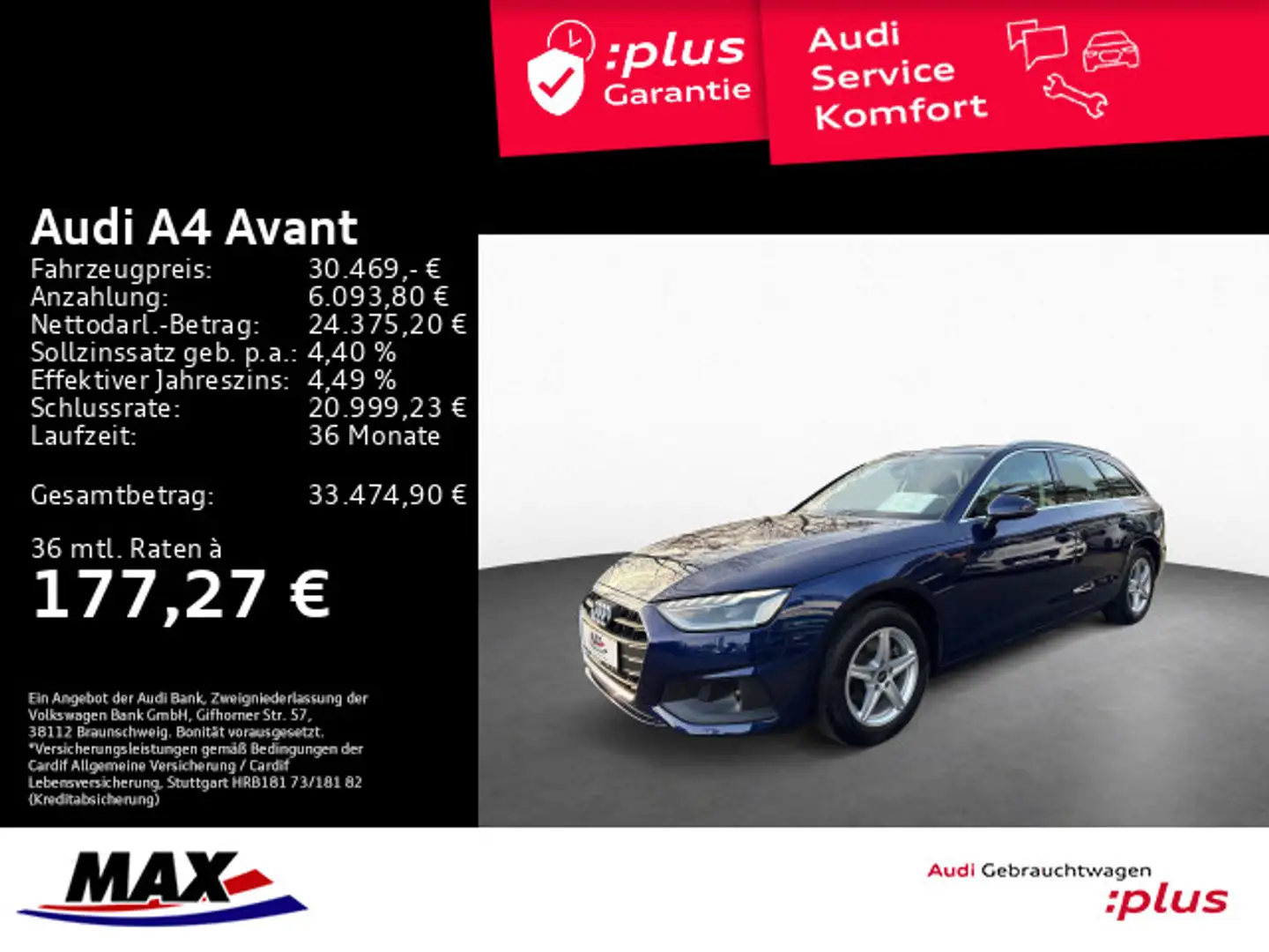 Audi A4 35 TDI LED+NAVI+STANDHZG+VCOCKPIT Blau - 1