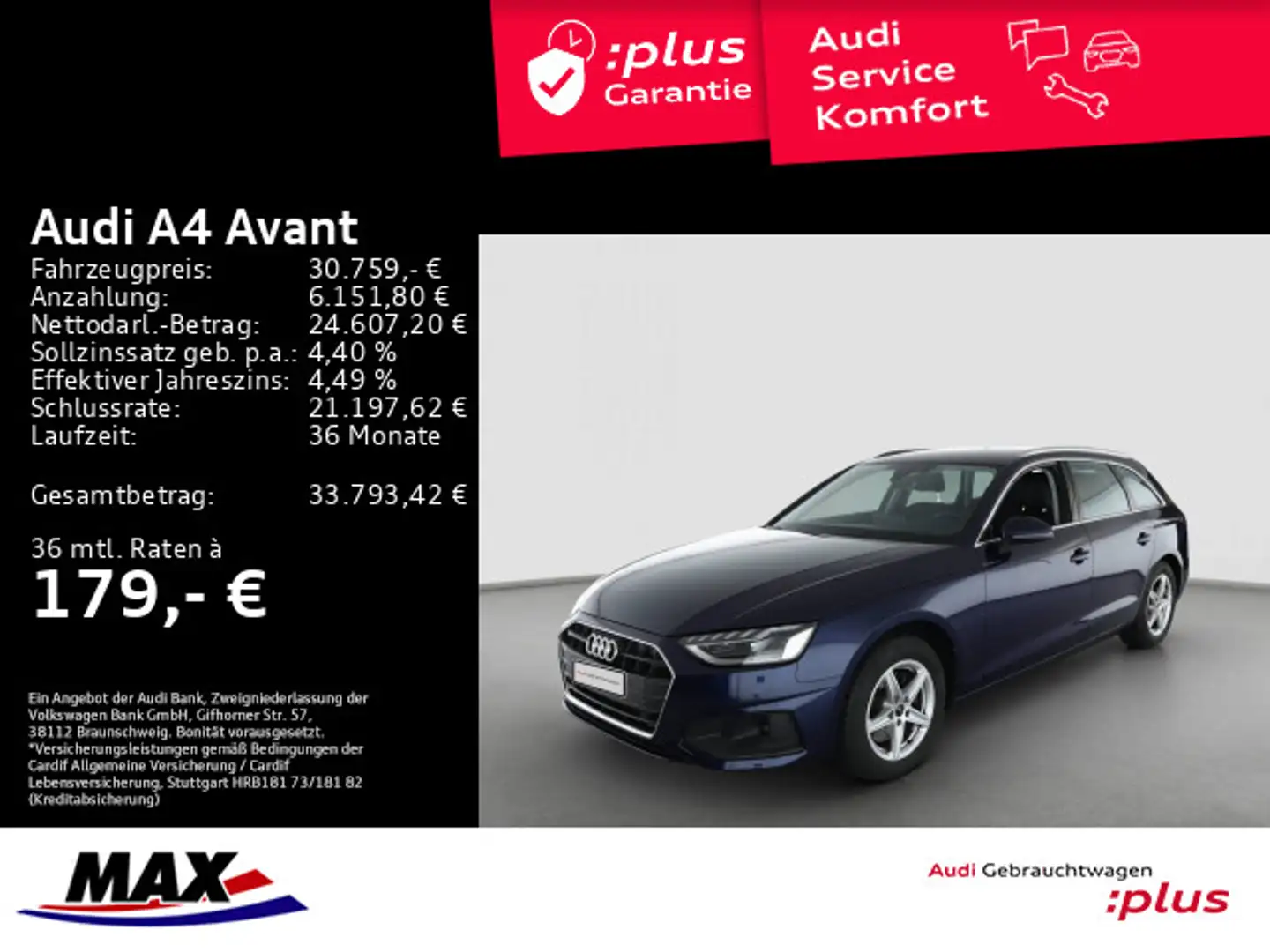 Audi A4 35 TDI LED+NAVI+STANDHZG+VCOCKPIT Blau - 1