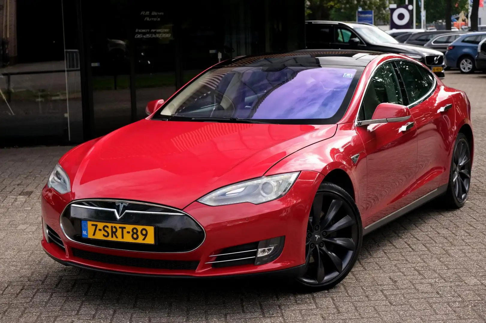 Tesla Model S 90 Performance/FreeSuperCharge/Pano/Accu en motor Rood - 1