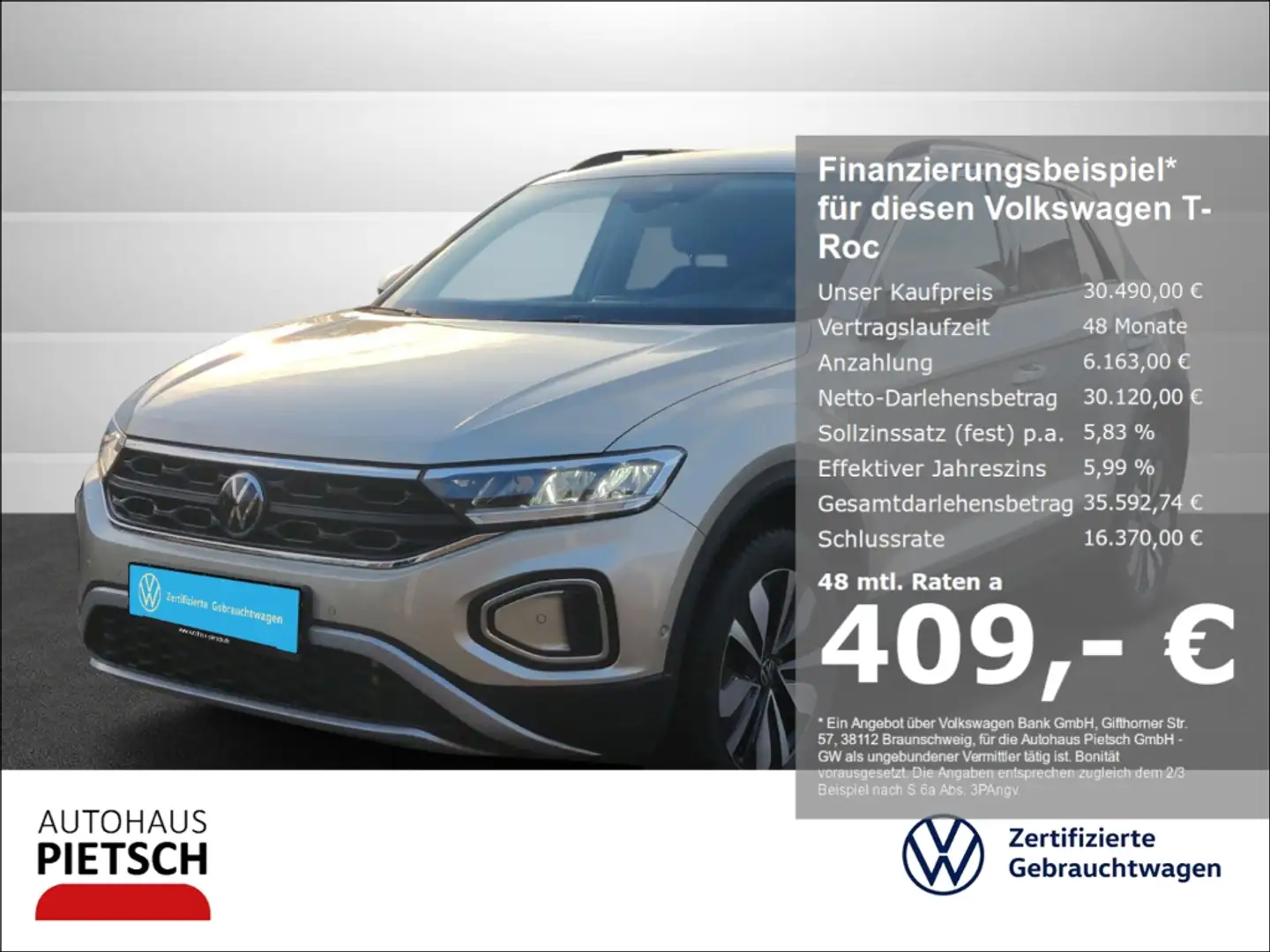 Volkswagen T-Roc 2.0 TDI DSG Move ACC LED Navi Dig.Cockpit Silber - 1