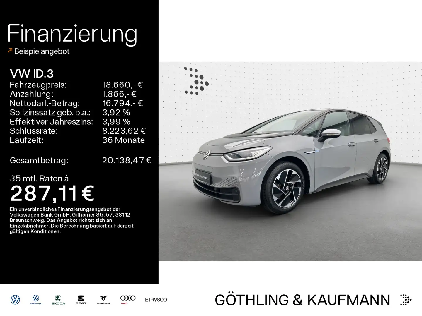 Volkswagen ID.3 Pure Performance *NAVI*KAM*SHZ*MATRIX*18Zol Grau - 1