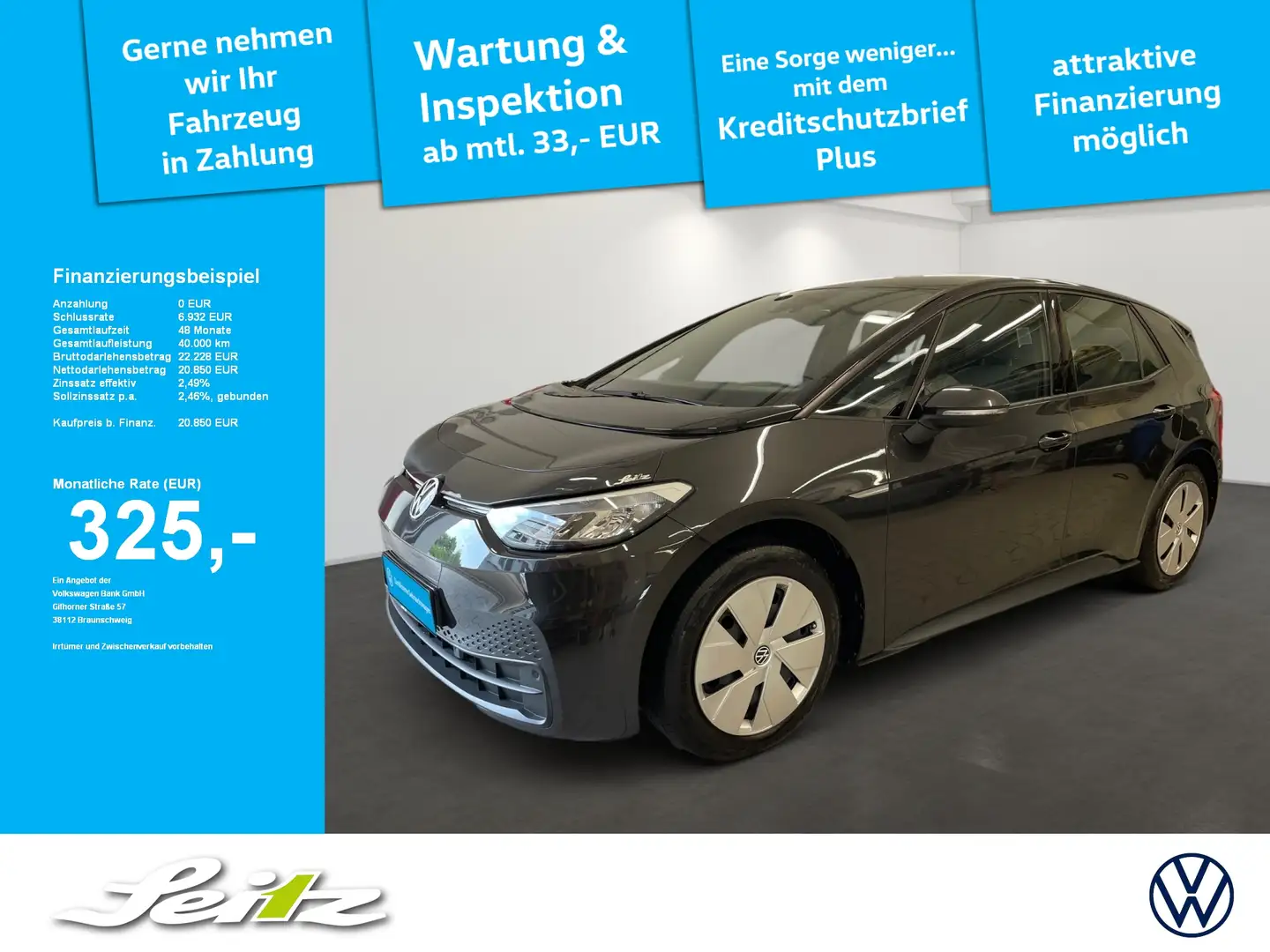 Volkswagen ID.3 55kwh Pure Performance *LED*NAVI*PARKSENSOR* Grijs - 1