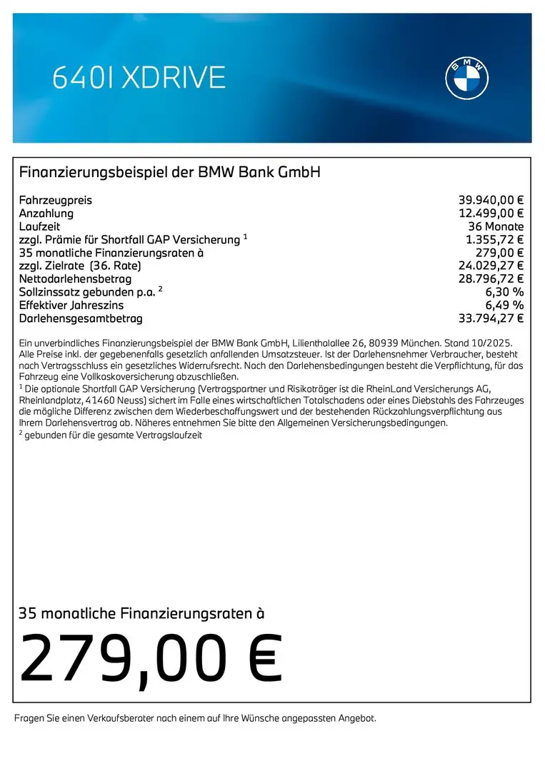 BMW 640 i xDrive Gran Turismo DAB LED WLAN Standhzg. Schwarz - 2