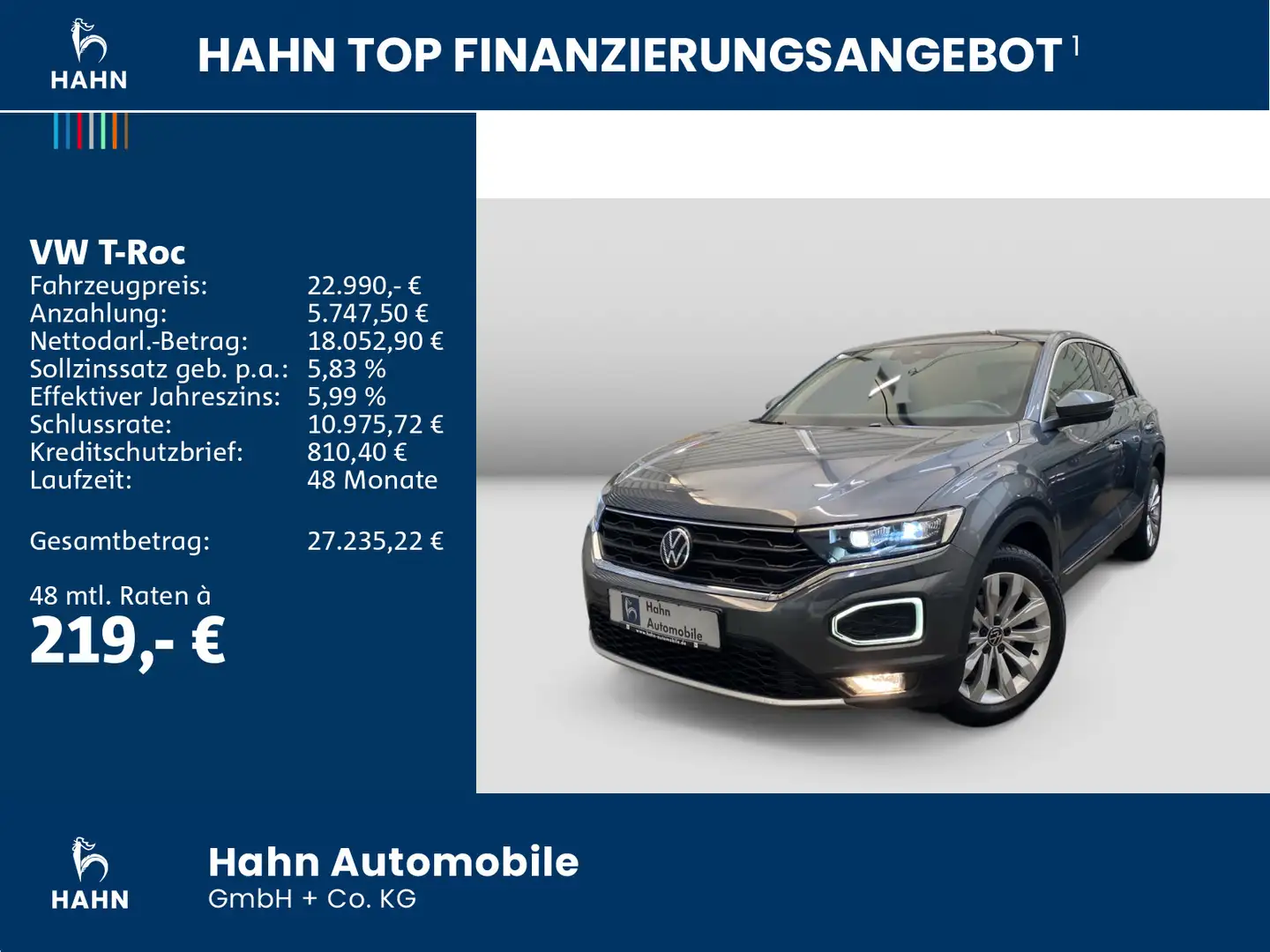 Volkswagen T-Roc 1.5 TSI DSG Sport ACC Navi Klima LED Grau - 2