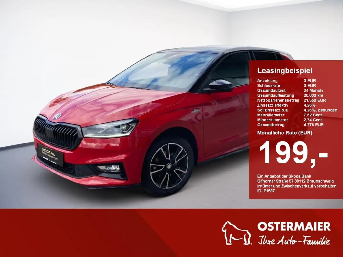 Skoda Fabia Monte Carlo 1.0TSI DSG.NAVI.FernA.ViCo.ACC.LED.SHZ Rot - 1
