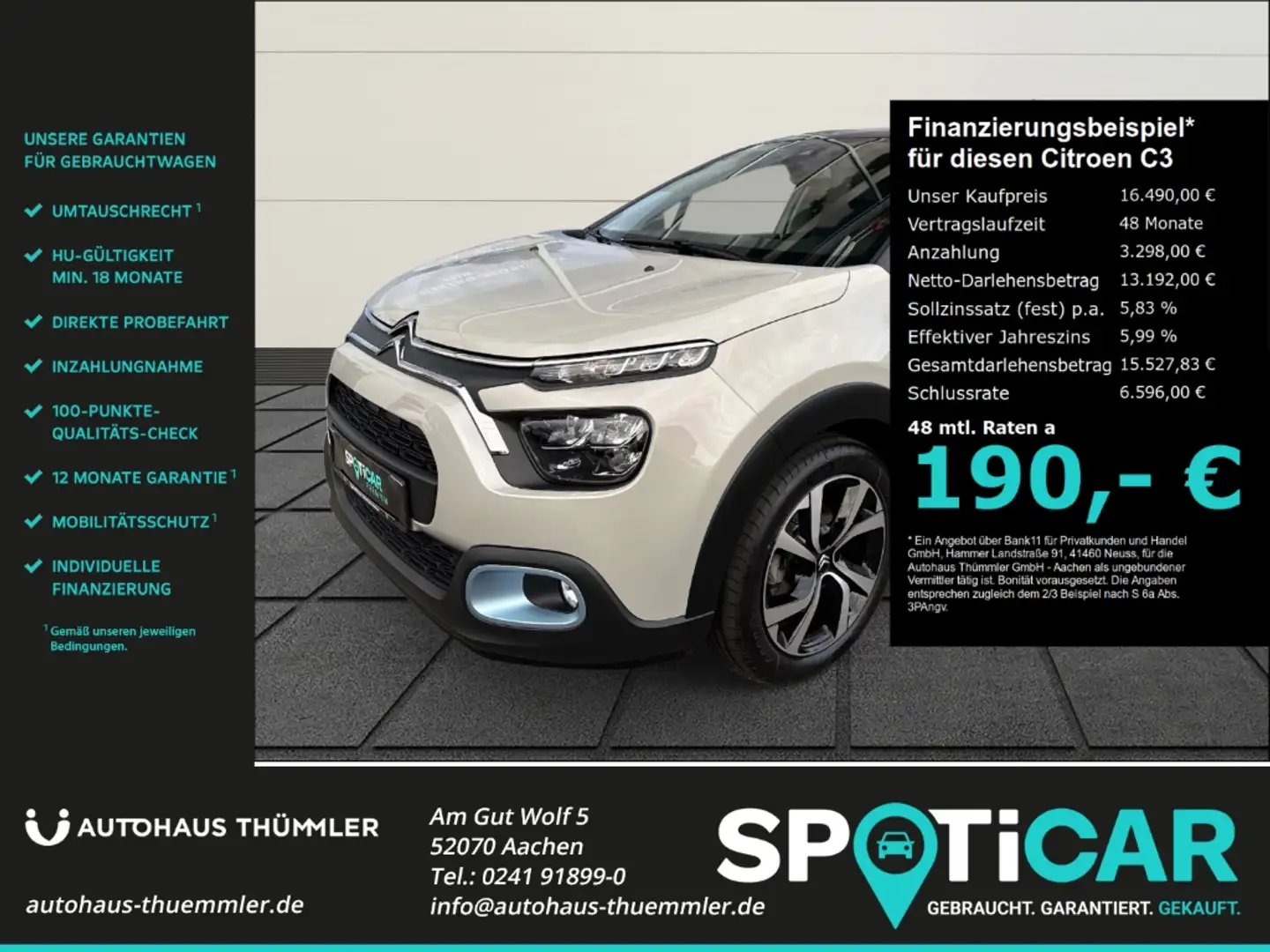 Citroen C3 Elle Online Edition 1.2 PureTech 110 EU6d Navi LED Beige - 1