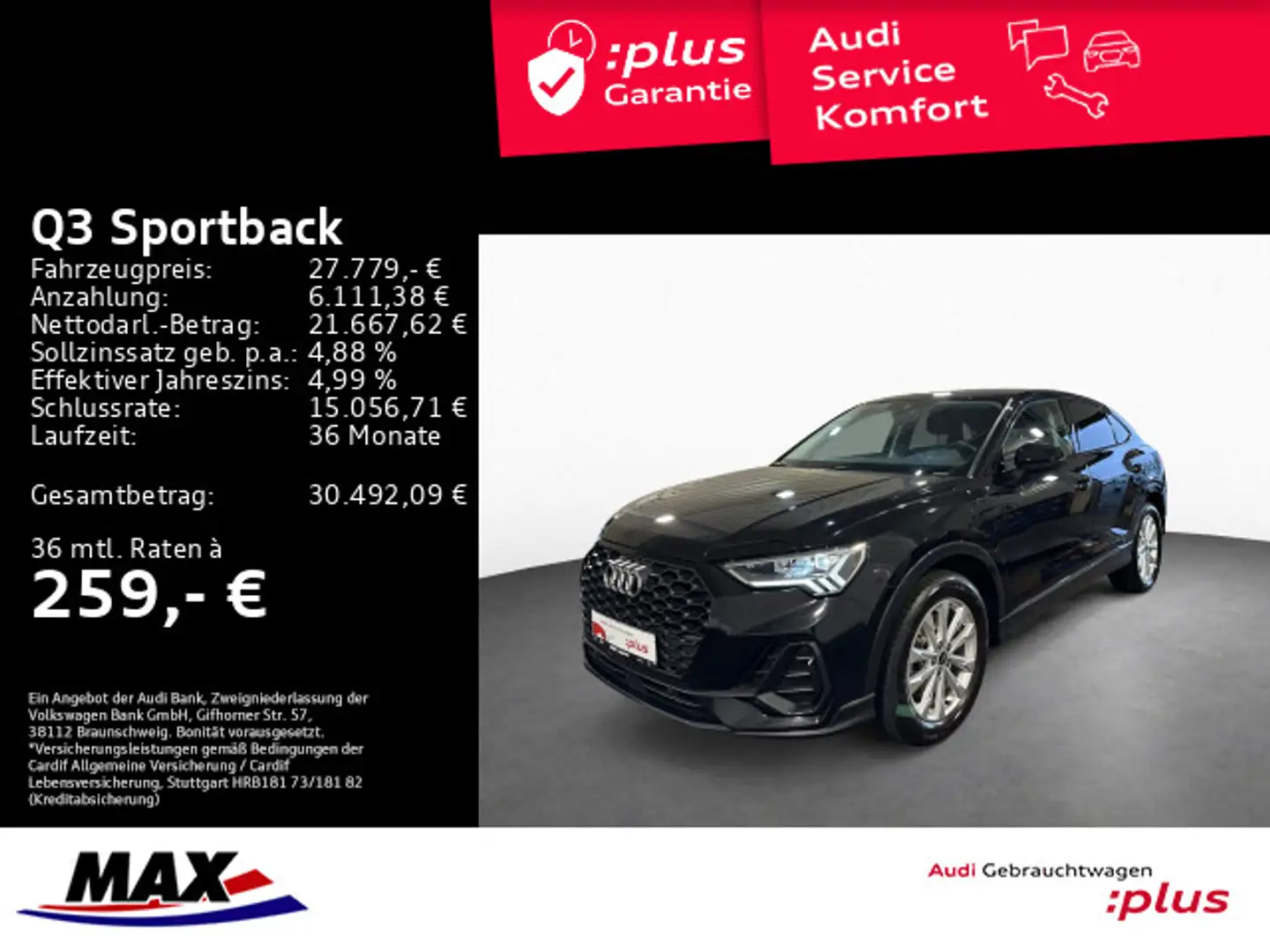 Audi Q3 45 TFSI e OPTIK+LED+NAVI+KAMERA+VCP Schwarz - 1