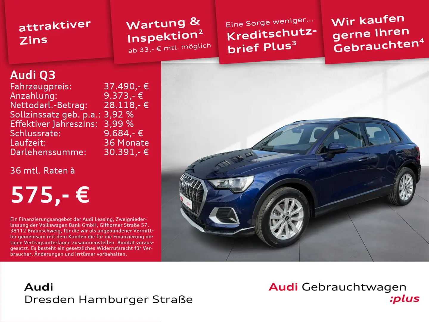 Audi Q3 35 TDI advanced quattro Navi S tronic Blau - 1