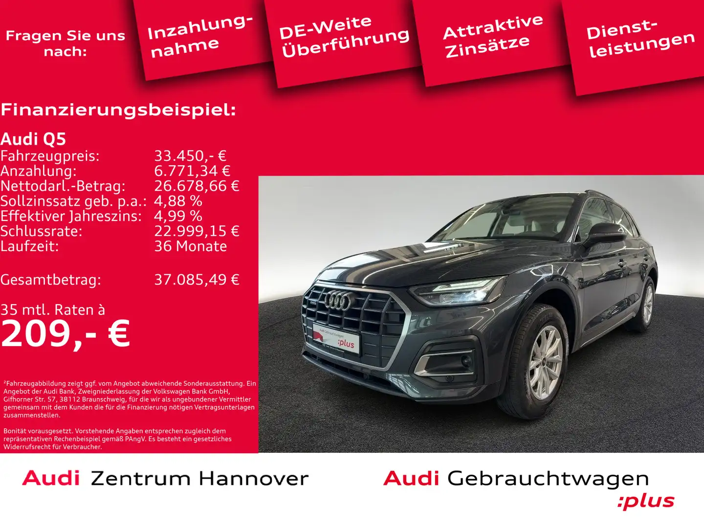 Audi Q5 40 TDI qu. Kamera Leder virtual Navi  LED Gris - 1