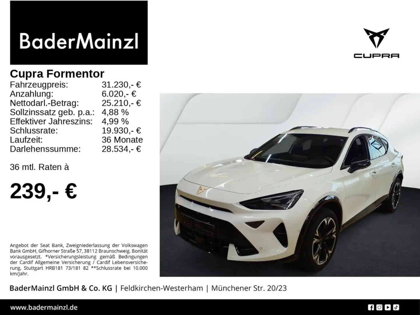 CUPRA Formentor 1.5 TSI DSG Navi Kamera ACC LED SHZ Weiß - 1
