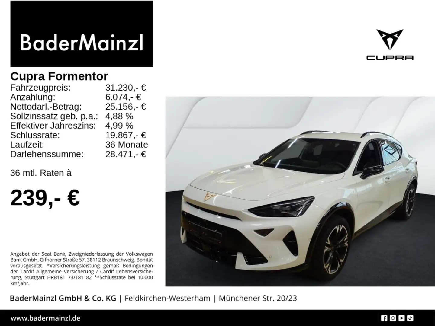 CUPRA Formentor 1.5 TSI DSG Navi Kamera ACC LED SHZ Weiß - 1