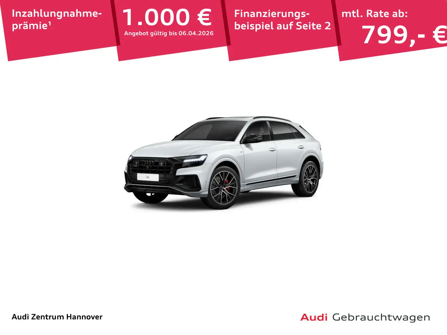 Audi Q8 S line 55 TFSI quattro Head Up Pano Kamera St Weiß - 1