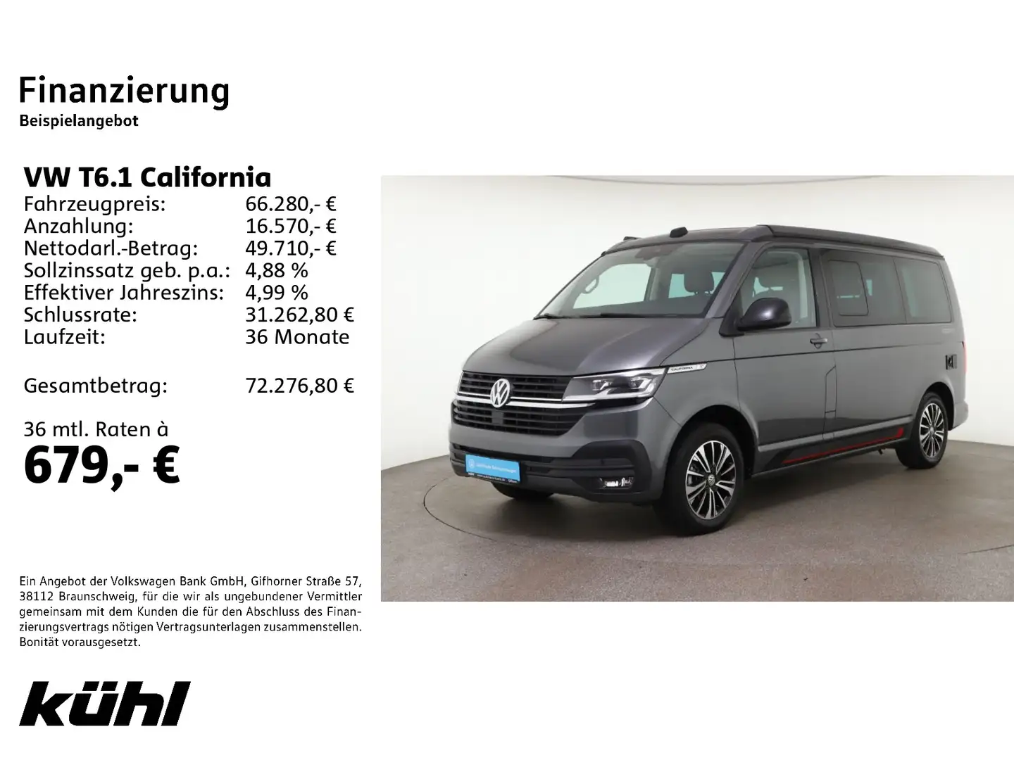 Volkswagen T6.1 California 2.0 TDI DSG Ocean Edition LED/AC Grau - 2